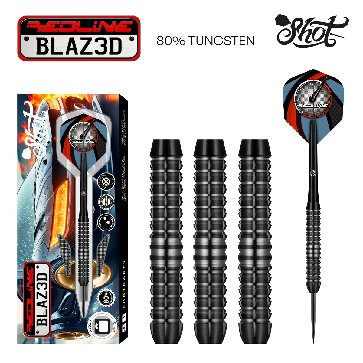 Shot Redline BLAZ3D Steel Tip Dart Set