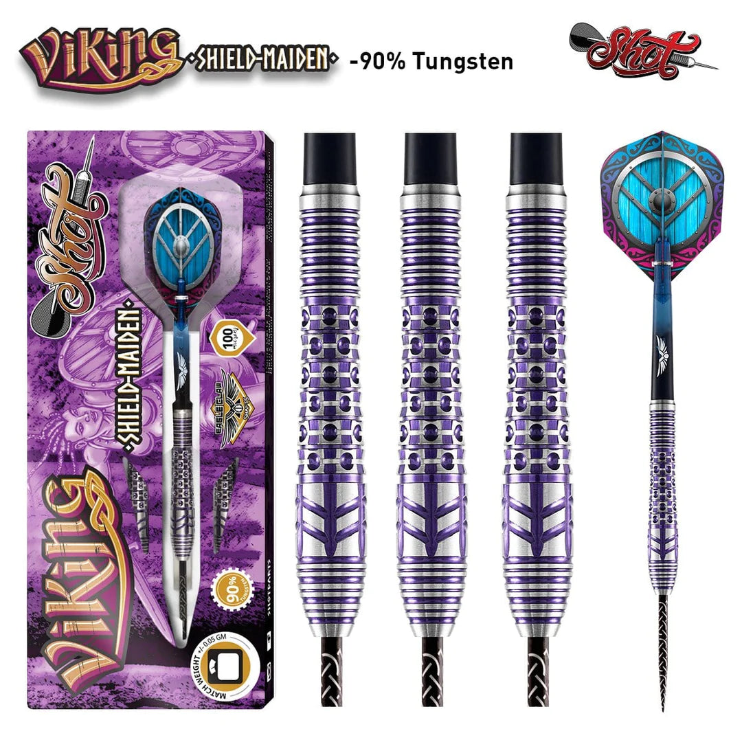 Shot Viking Shield-Maiden Steel Tip Dart Set-90% Tungsten