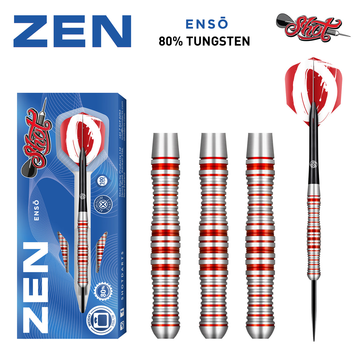 Shot Zen Enso Steel Tip Dart Set-80% Tungsten