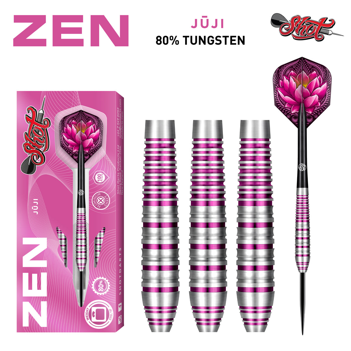 Shot Zen Juji Steel Tip Dart Set-80% Tungsten
